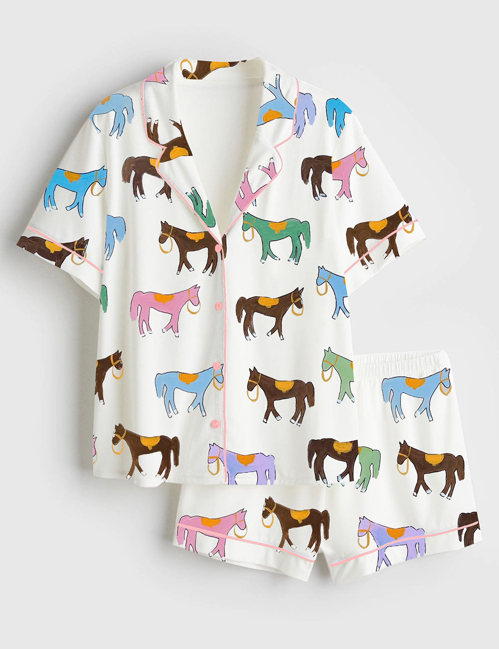 Rainbow Toy Pony Horse Women's Pajama Set - flat lay