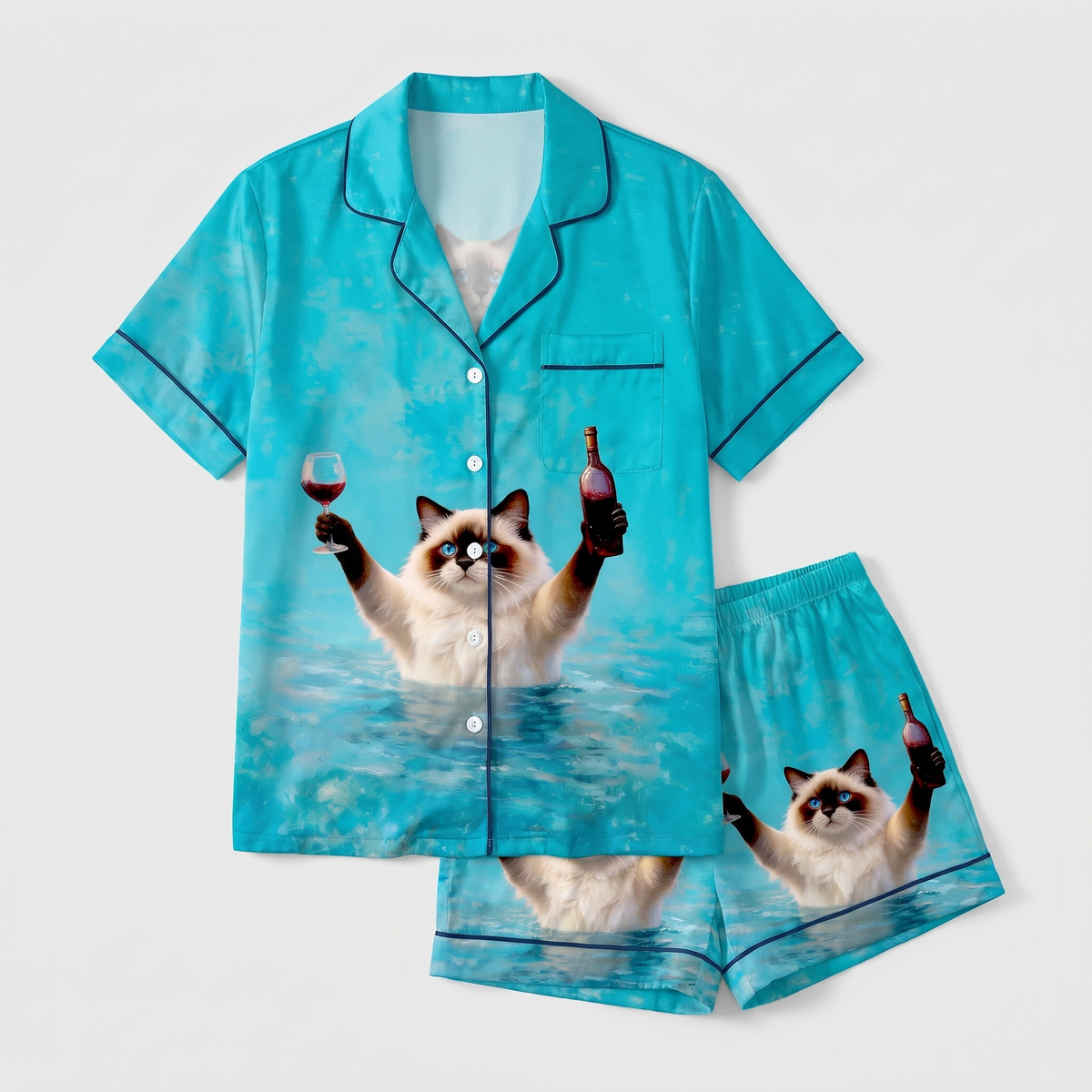 Wine Dip Ragdolls Women's Pajama Set - flat lay