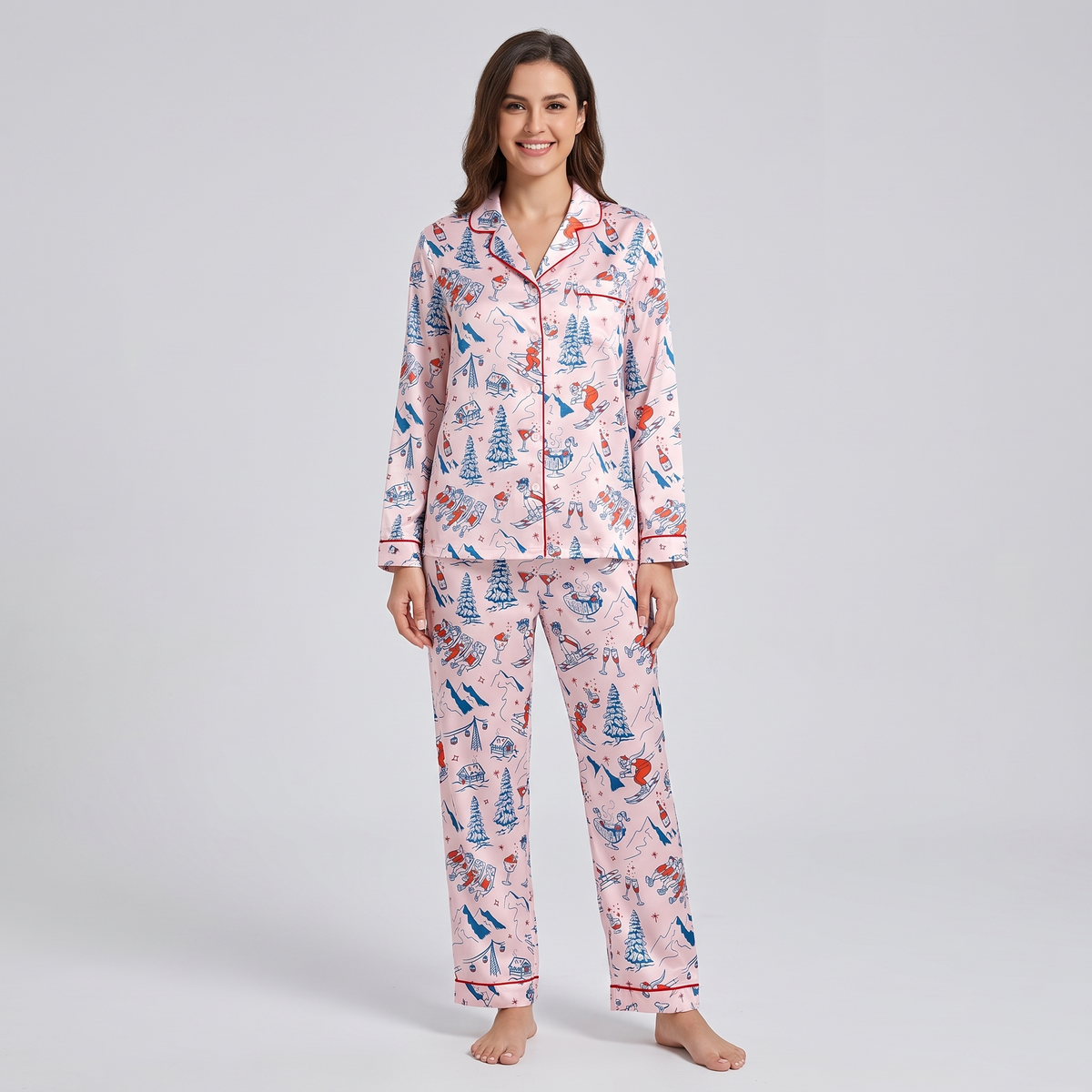 Pink Après Ski Women's Pajama Set - long sleeve and pants