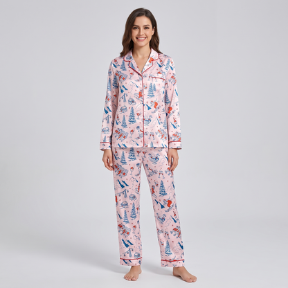 Pink Après Ski Women's Pajama Set - long sleeve and pants