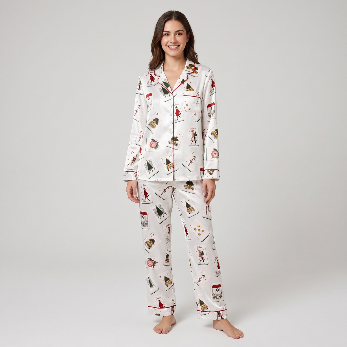 American Mahjong Night Women's Pajama Set - long sleeve and pants