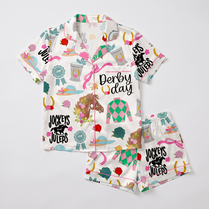 Jockeys and Juleps Horse Women's Pajama Set - flat lay