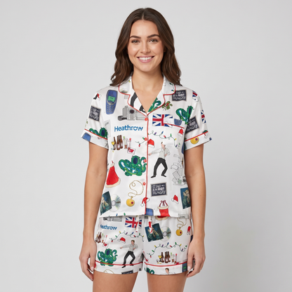 Love Actually Heathrow Inspired Women's Pajama Set - short sleeve and shorts