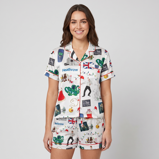 Love Actually Heathrow Inspired Women's Pajama Set - short sleeve and shorts