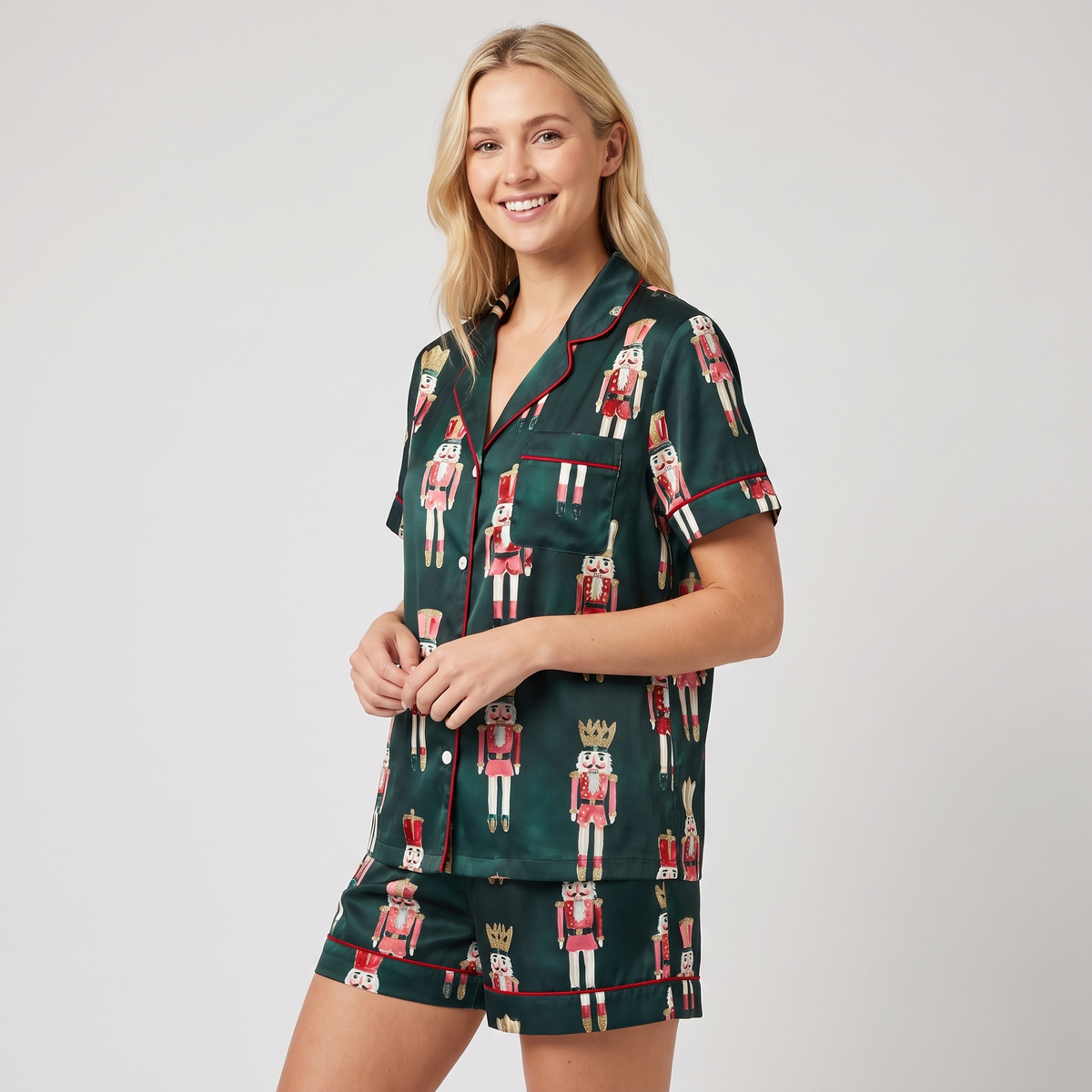 Emerald Nutcracker Women's Pajama Set - short sleeve and shorts