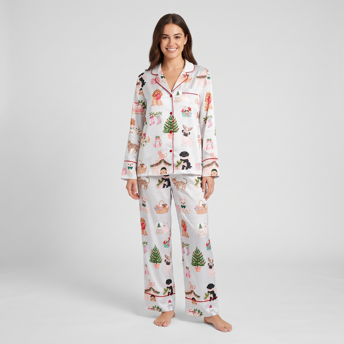 Pets' Christmas Women's Pajama Set - long sleeve and pants