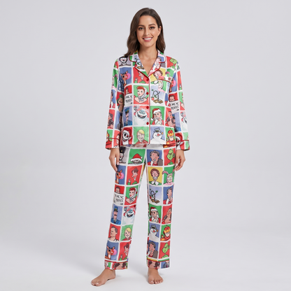 90s Christmas Movie Marathon Inspired Women's Pajama Set - long sleeve and pants