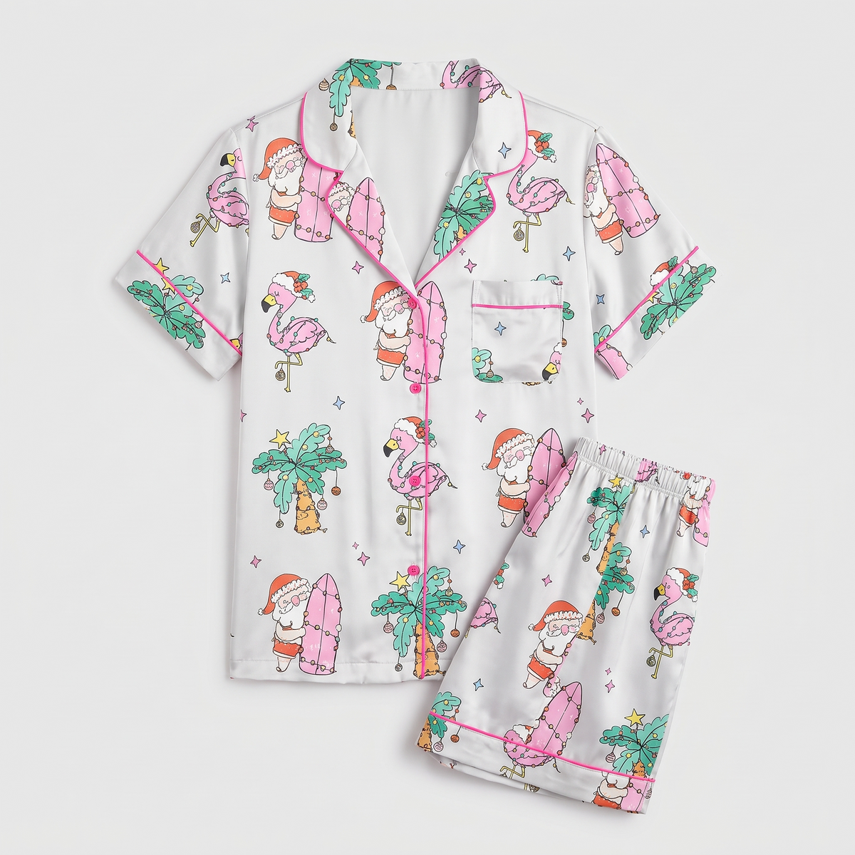 Beach Christmas Vacation Women's Pajama Set - flat lay