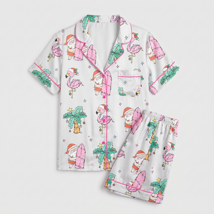 Beach Christmas Vacation Women's Pajama Set - flat lay