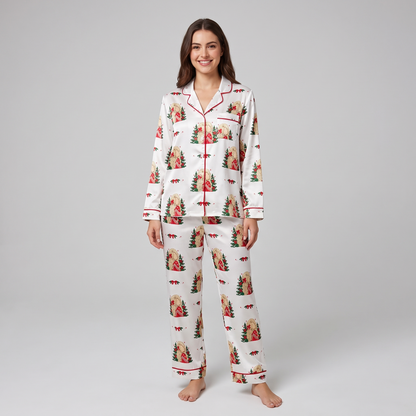 Holly Dolly Country Christmas Women's Pajama Set - long sleeve and pants