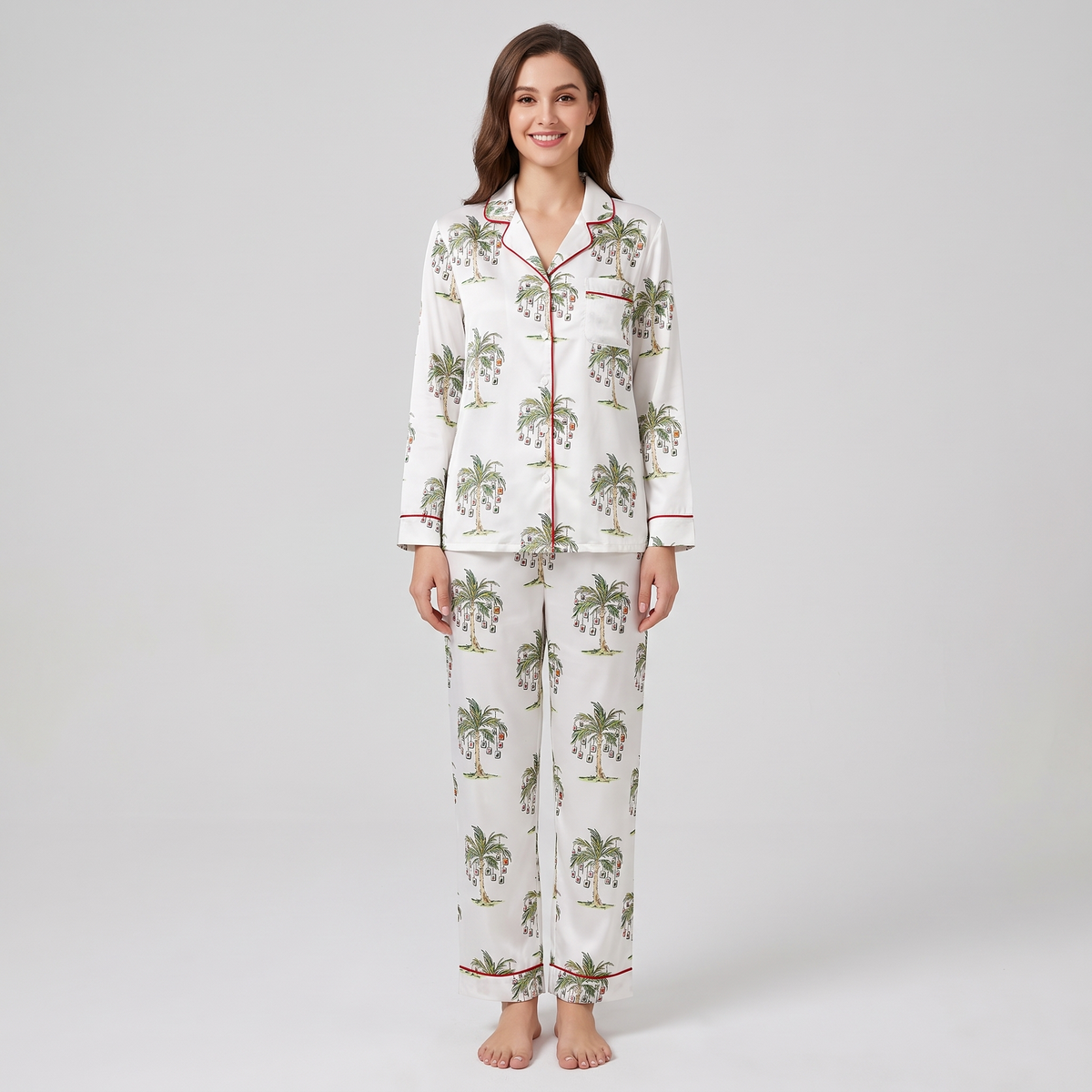 Mahjong Palms Women's Pajama Set - long sleeve and pants