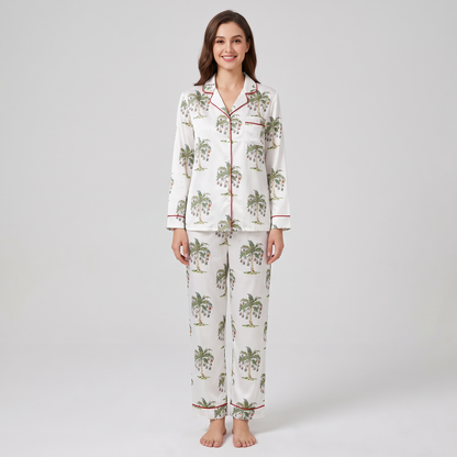 Mahjong Palms Women's Pajama Set - long sleeve and pants