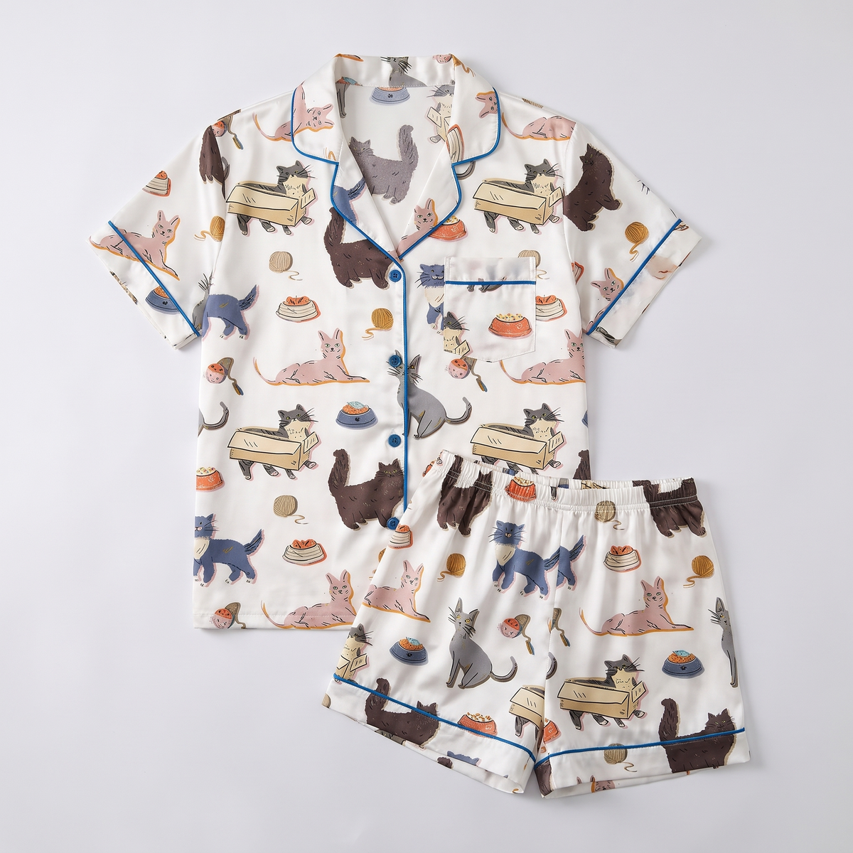 Cardboard Box Cats Women's Pajama Set - flat lay