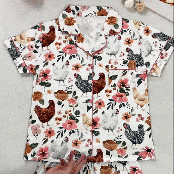 Floral Chicken Women's Pajama Set – CozyGirl