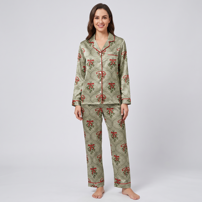 Sage Mistletoe Arches Women's Pajama Set - long sleeve and pants