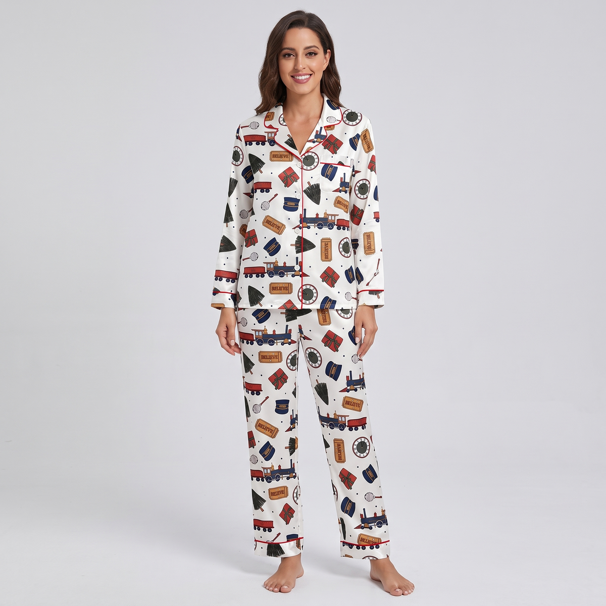 Hot Chocolate Express Inspired Women's Pajama Set - long sleeve and pants