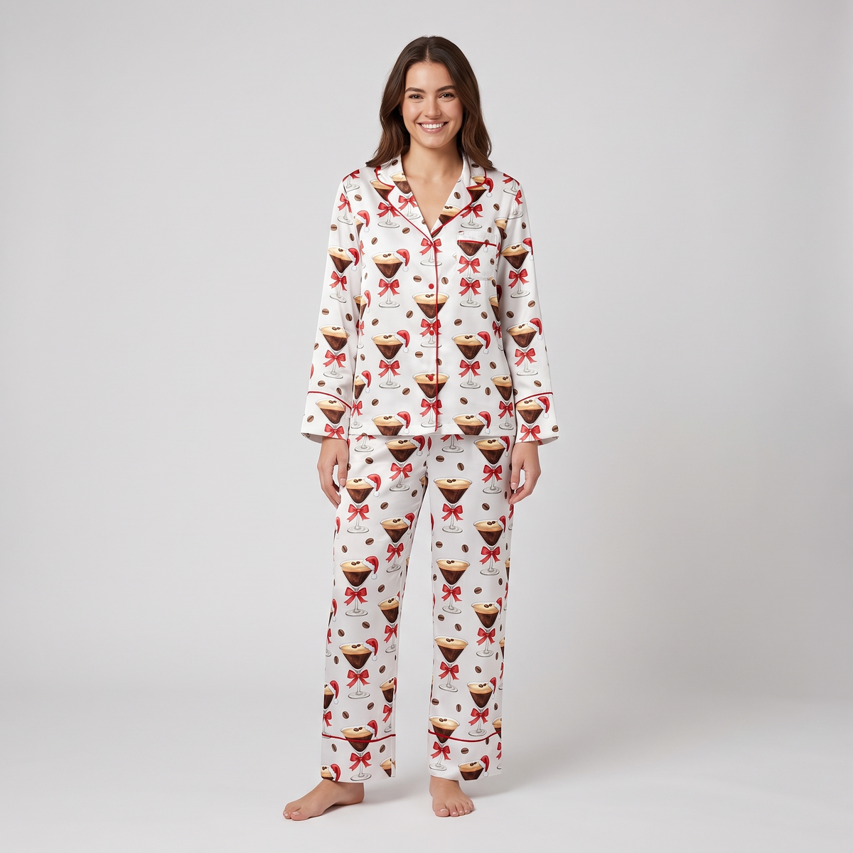 Espresso Yourself Christmas Women's Pajama Set - long sleeve and pants