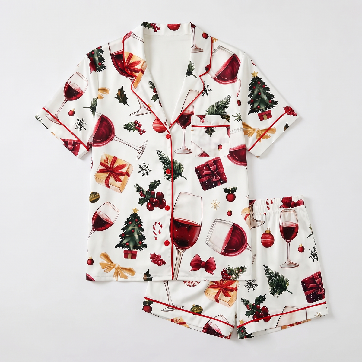 Mulled Wine Christmas Women's Pajama Set - flat lay
