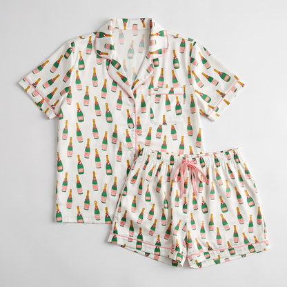 Champagne Popping Women's Pajama Set - flat lay