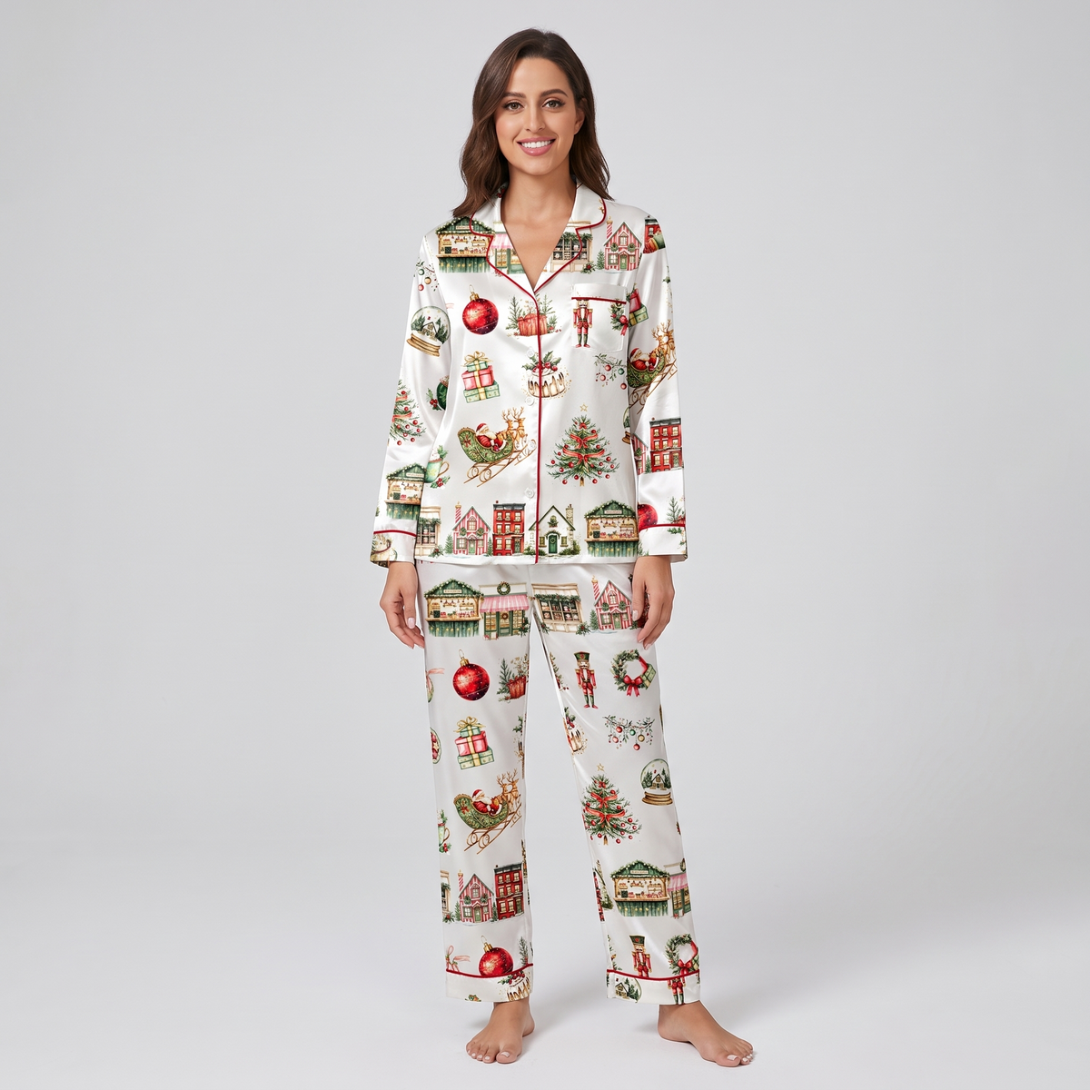 Snow Globe Village Women's Pajama Set - long sleeve and pants