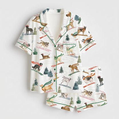 Ski Lodge Pups Women's Pajama Set - flat lay