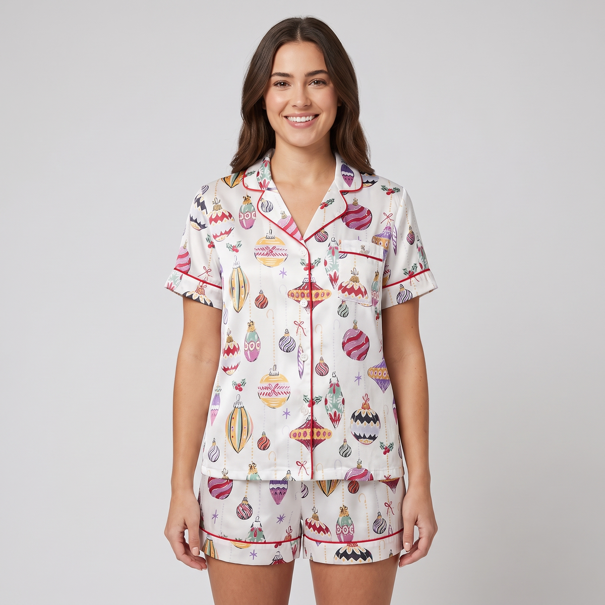 Vintage Glass Ornaments Women's Pajama Set - short sleeve and shorts