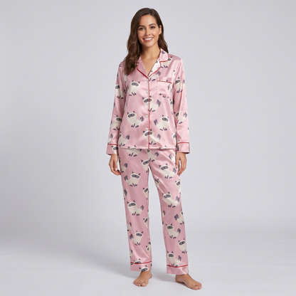 Fluffy Cream Cats Women's Pajama Set - long sleeve and pants