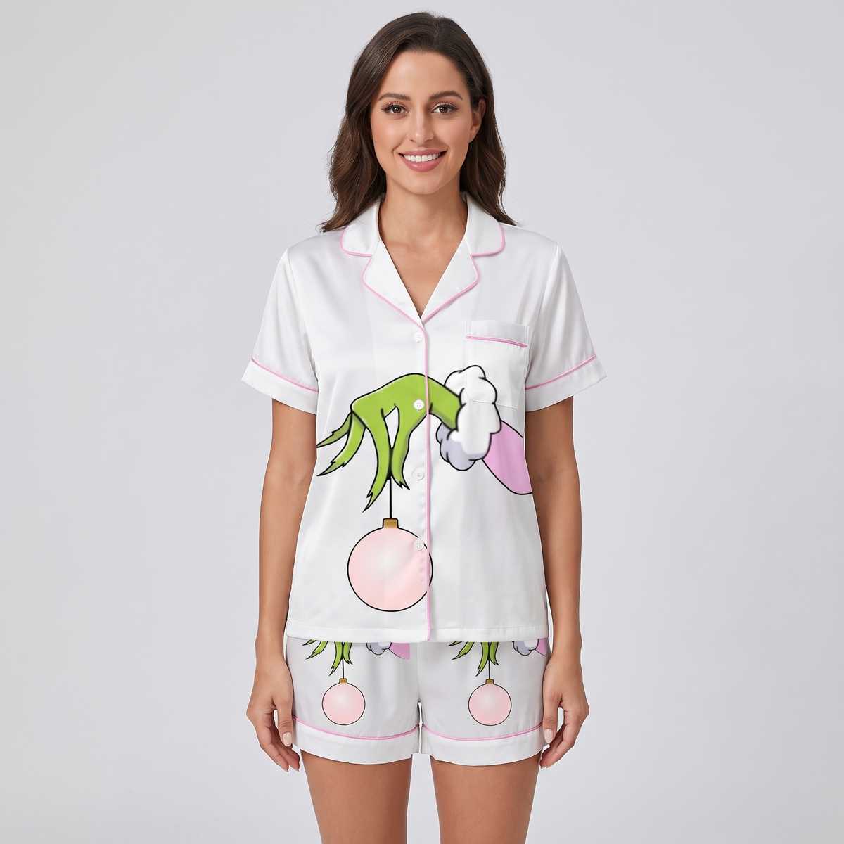 Pink Mean One Inspired Women's Pajama Set - White