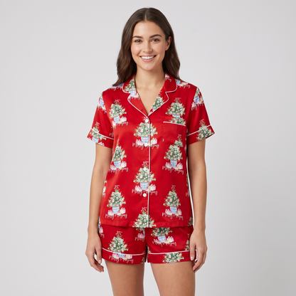 Merry Mahjong Women's Pajama Set - Red