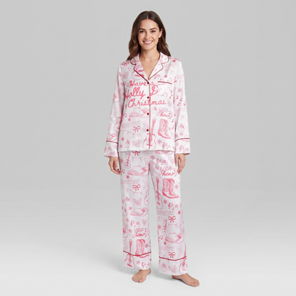 Pink Holly Dolly Women's Pajama Set - long sleeve and pants