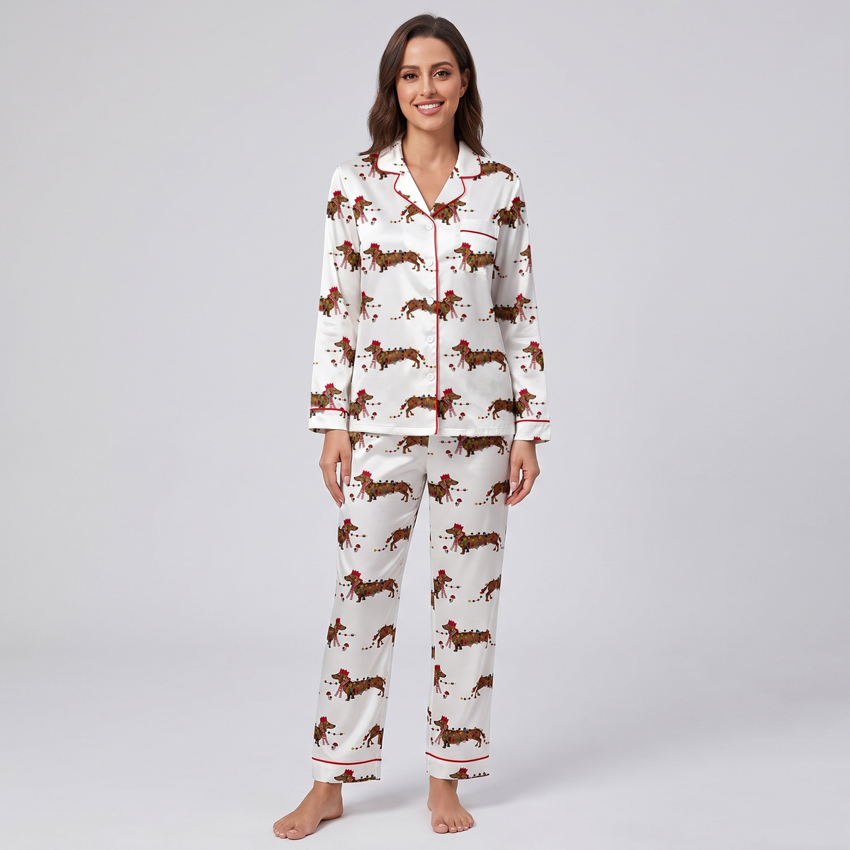 Dachshund Light Parade Women's Pajama Set - long sleeve and pants