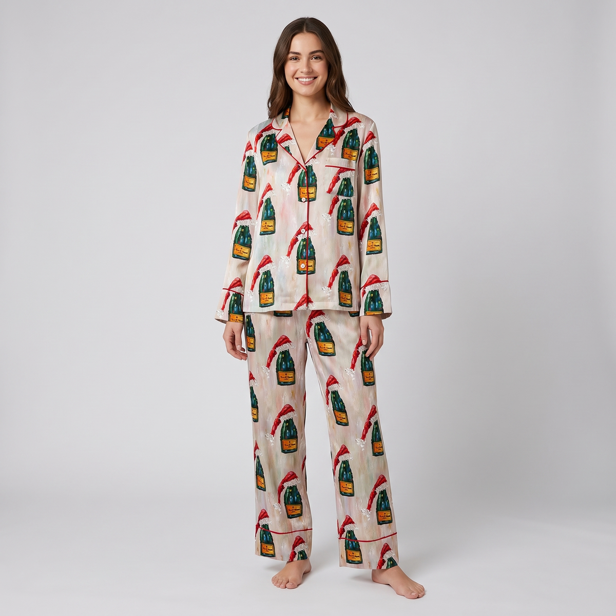 All I Want For Christmas Is Champagne Women's Pajama Set - long sleeve and pants