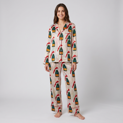 All I Want For Christmas Is Champagne Women's Pajama Set - long sleeve and pants