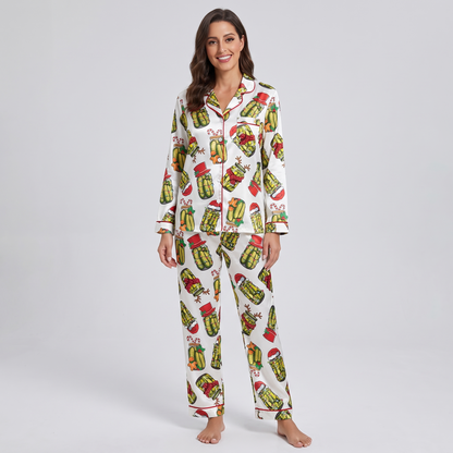 Christmas Pickle Jars Women's Pajama Set - long sleeve and pants