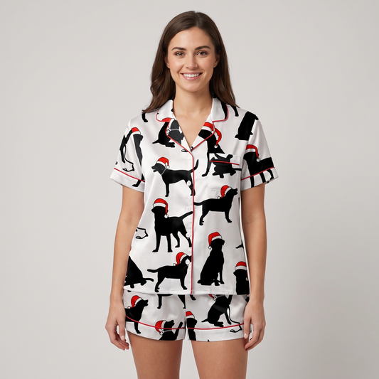 Black Lab Silhouettes Women's Pajama Set - short sleeve and shorts