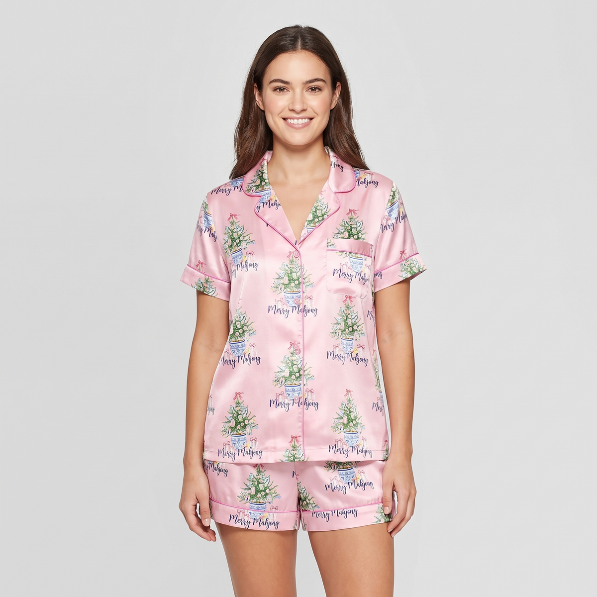 Merry Mahjong Women's Pajama Set - Pink