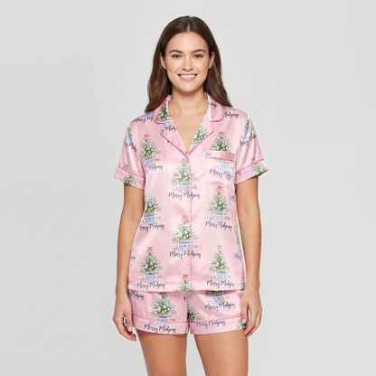 Merry Mahjong Women's Pajama Set - Pink