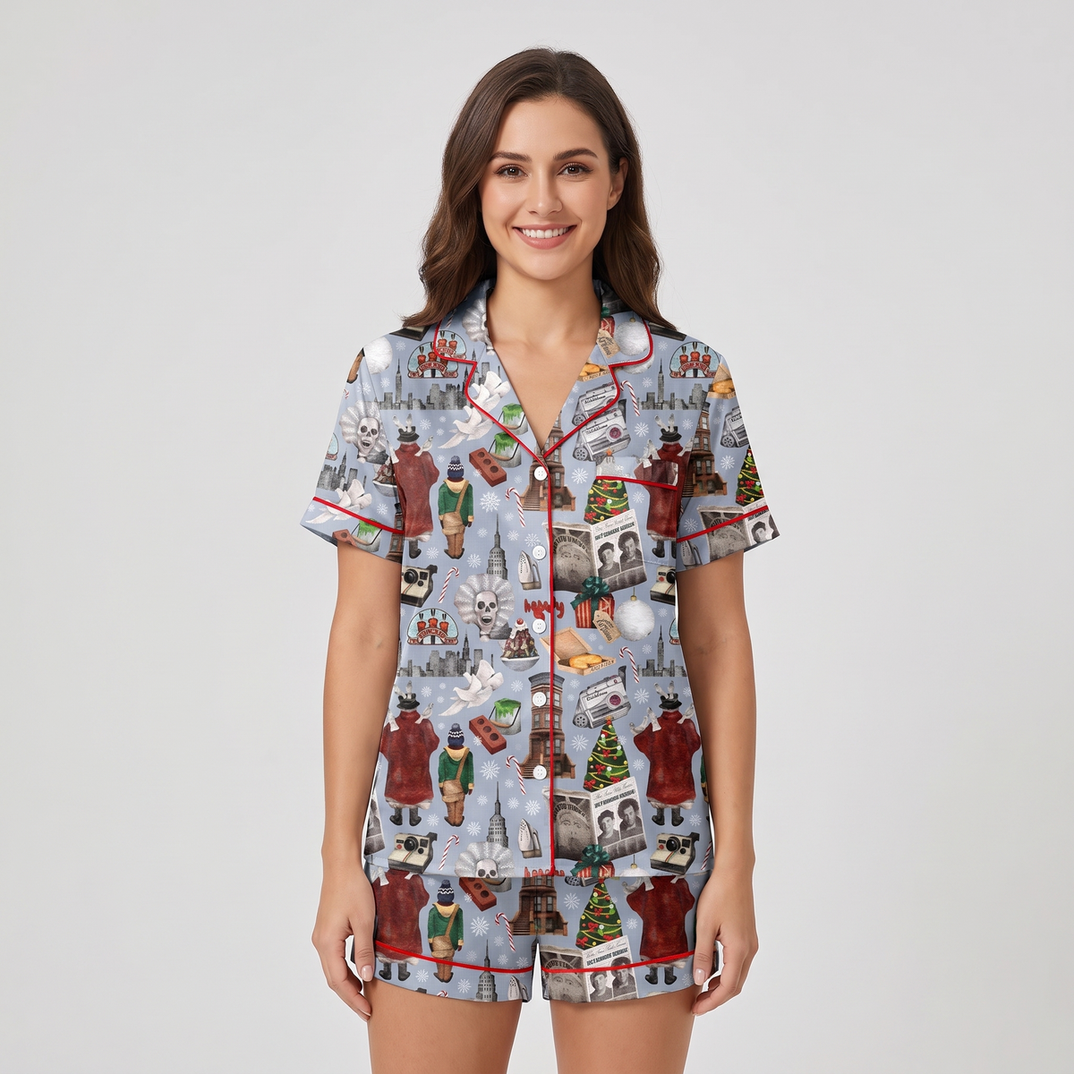 Home Alone Inspired Women's Pajama Set - short sleeve and shorts