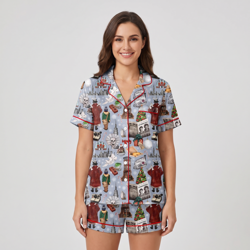 Home Alone Inspired Women's Pajama Set - short sleeve and shorts