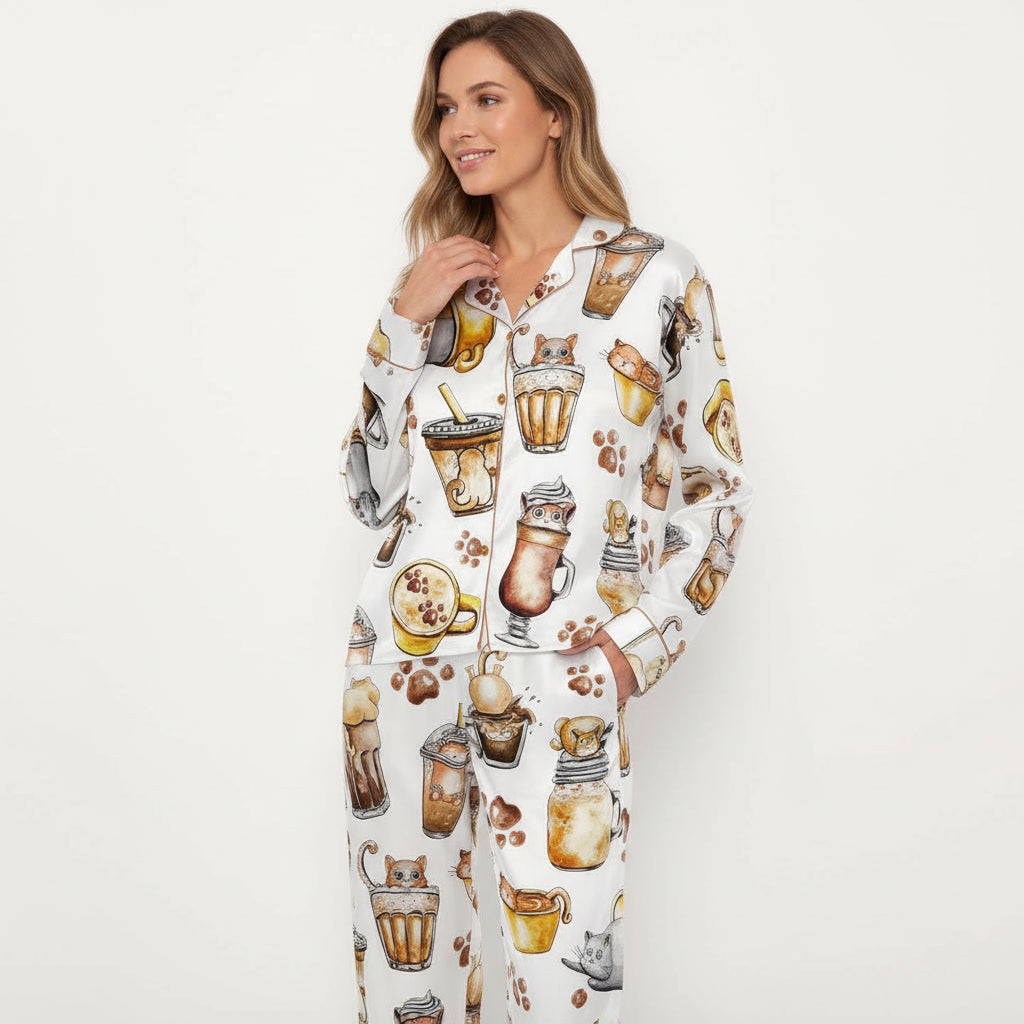 Coffee And Cats Women's Pajama Set