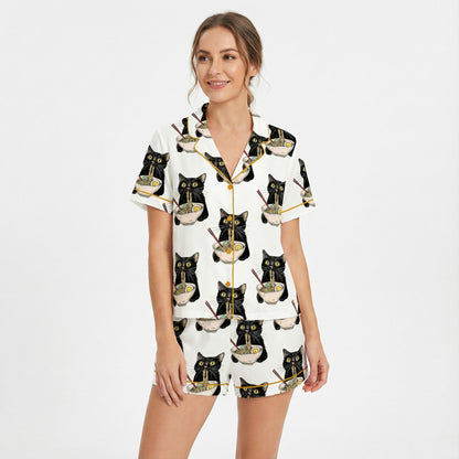 Black Cat Ramen Women's Pajama Set