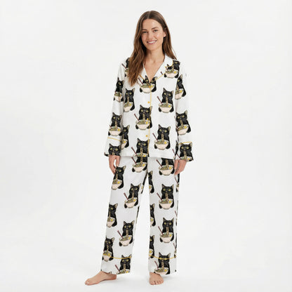 Black Cat Ramen Women's Pajama Set