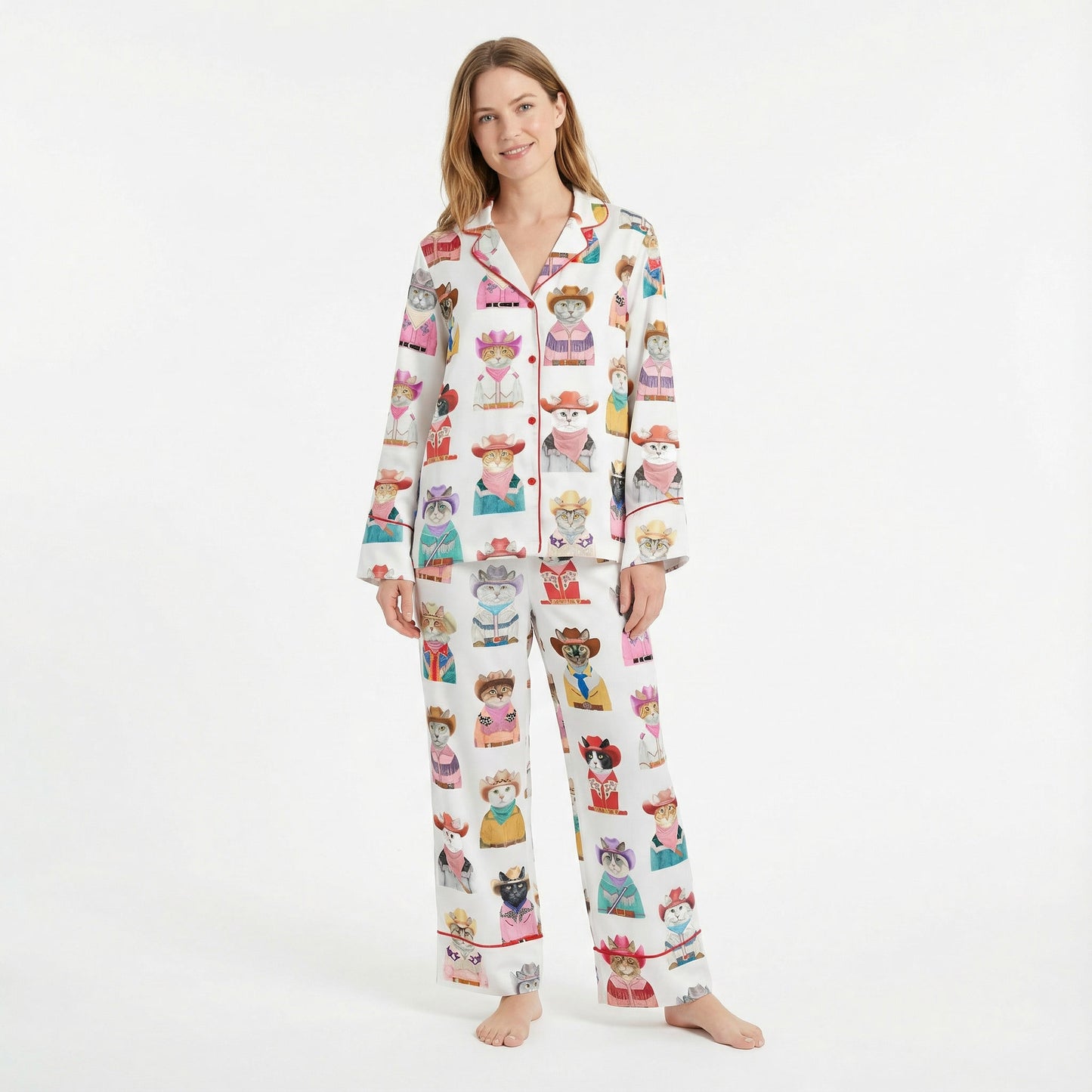Western Cowboy Cats Women's Pajama Set