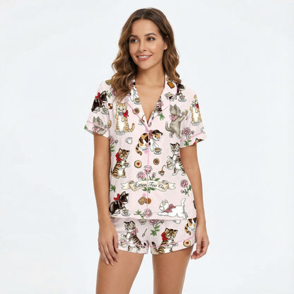 Kitten Tea Party Women's Pajama Set