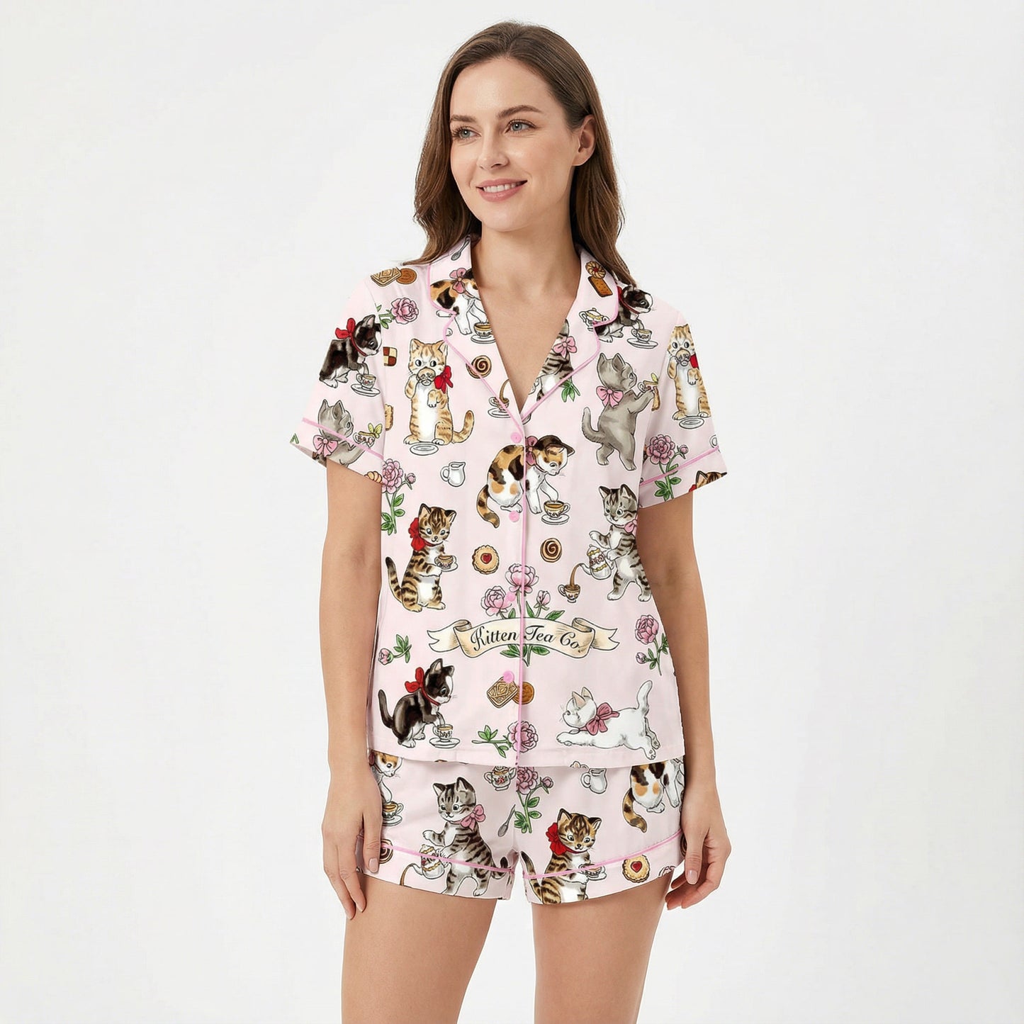 Kitten Tea Party Women's Pajama Set
