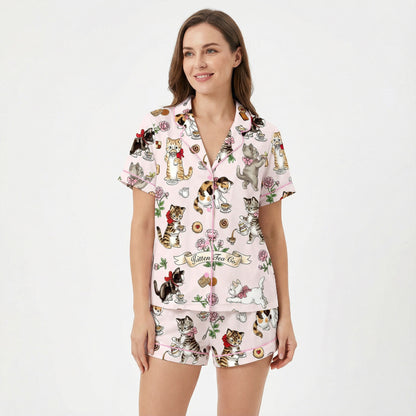 Kitten Tea Party Women's Pajama Set