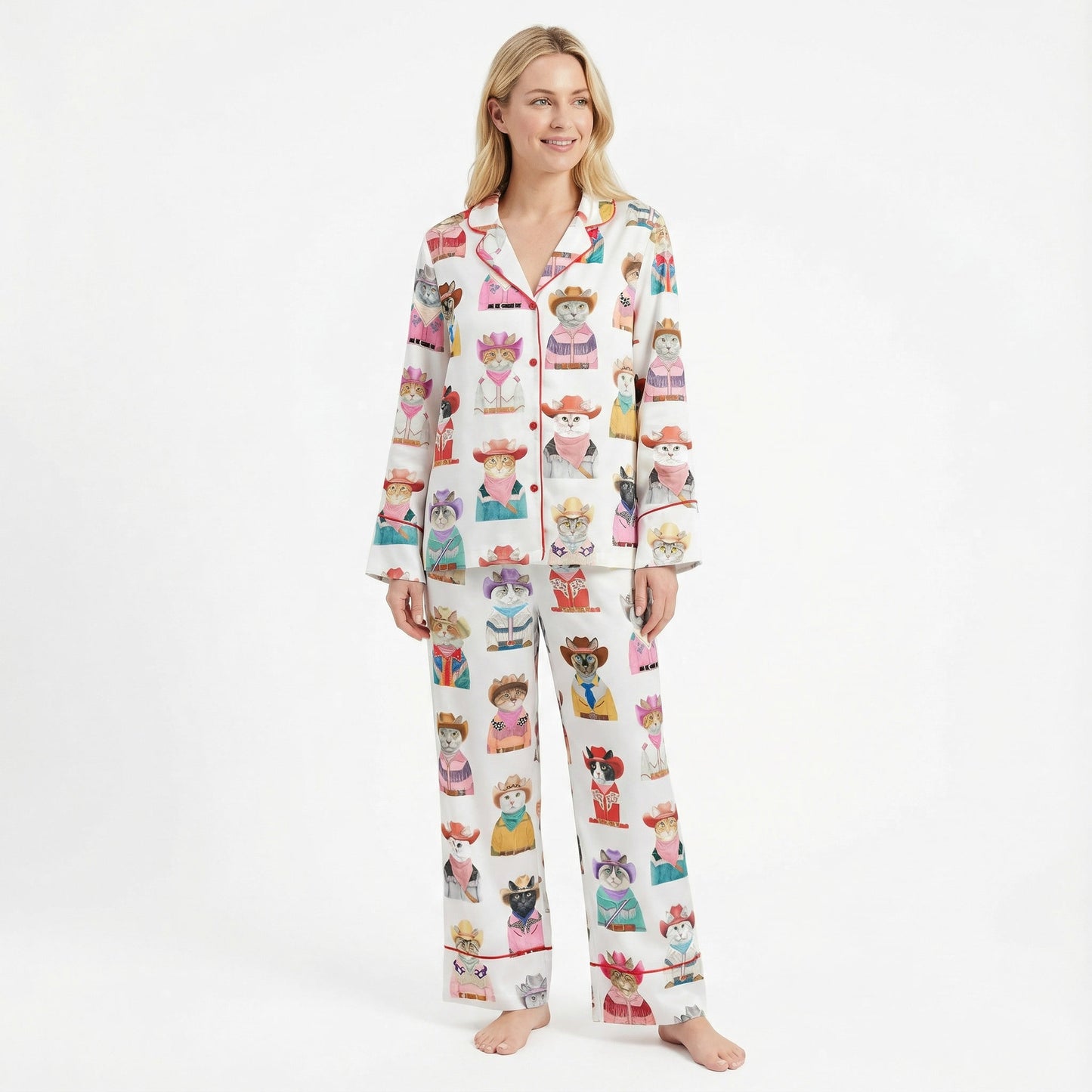 Western Cowboy Cats Women's Pajama Set