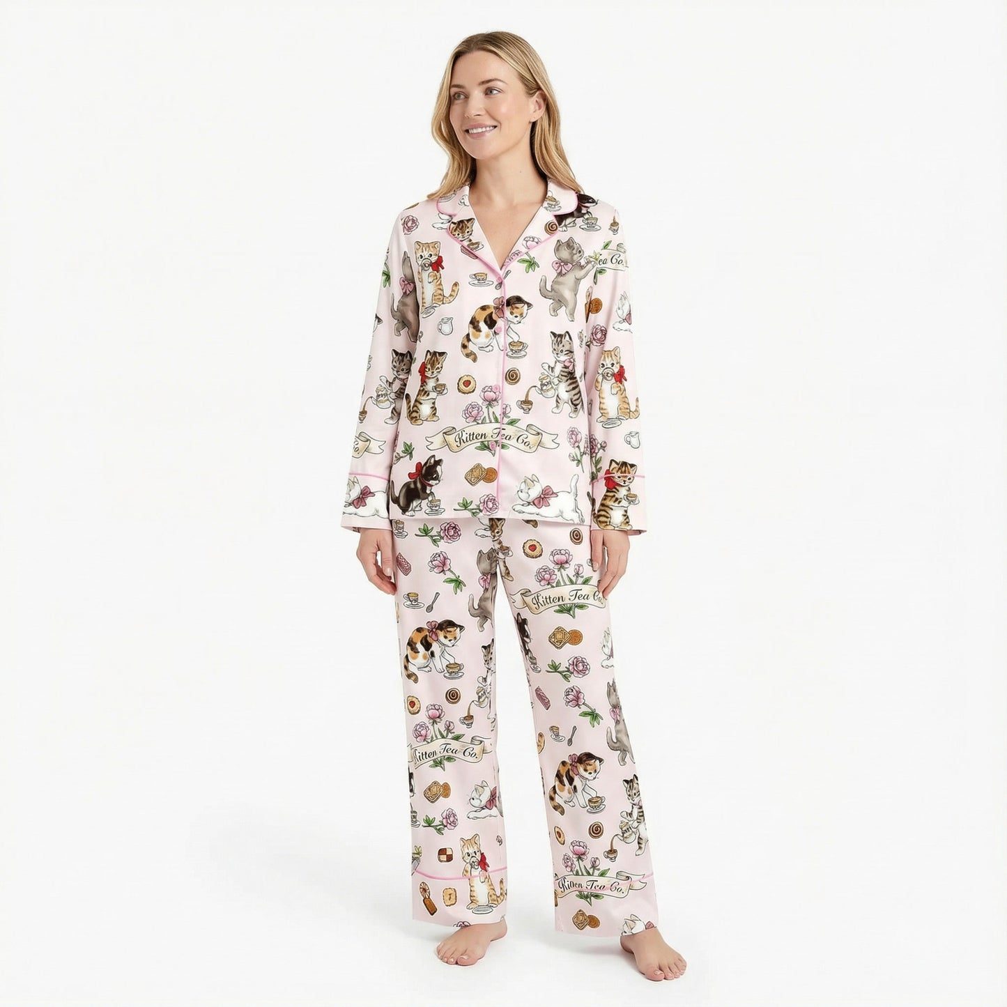 Kitten Tea Party Women's Pajama Set