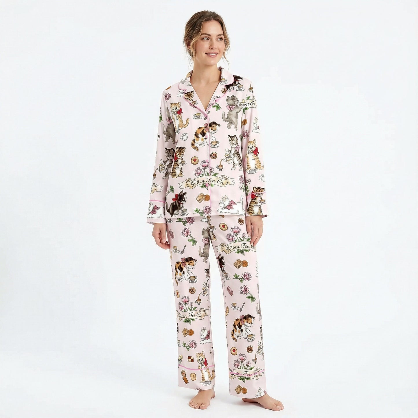 Kitten Tea Party Women's Pajama Set
