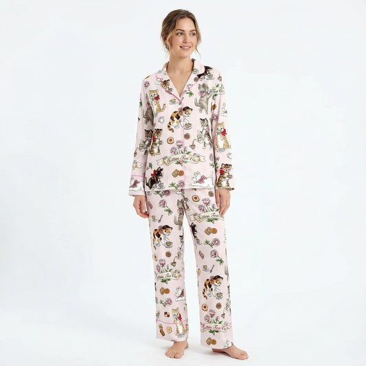 Kitten Tea Party Women's Pajama Set